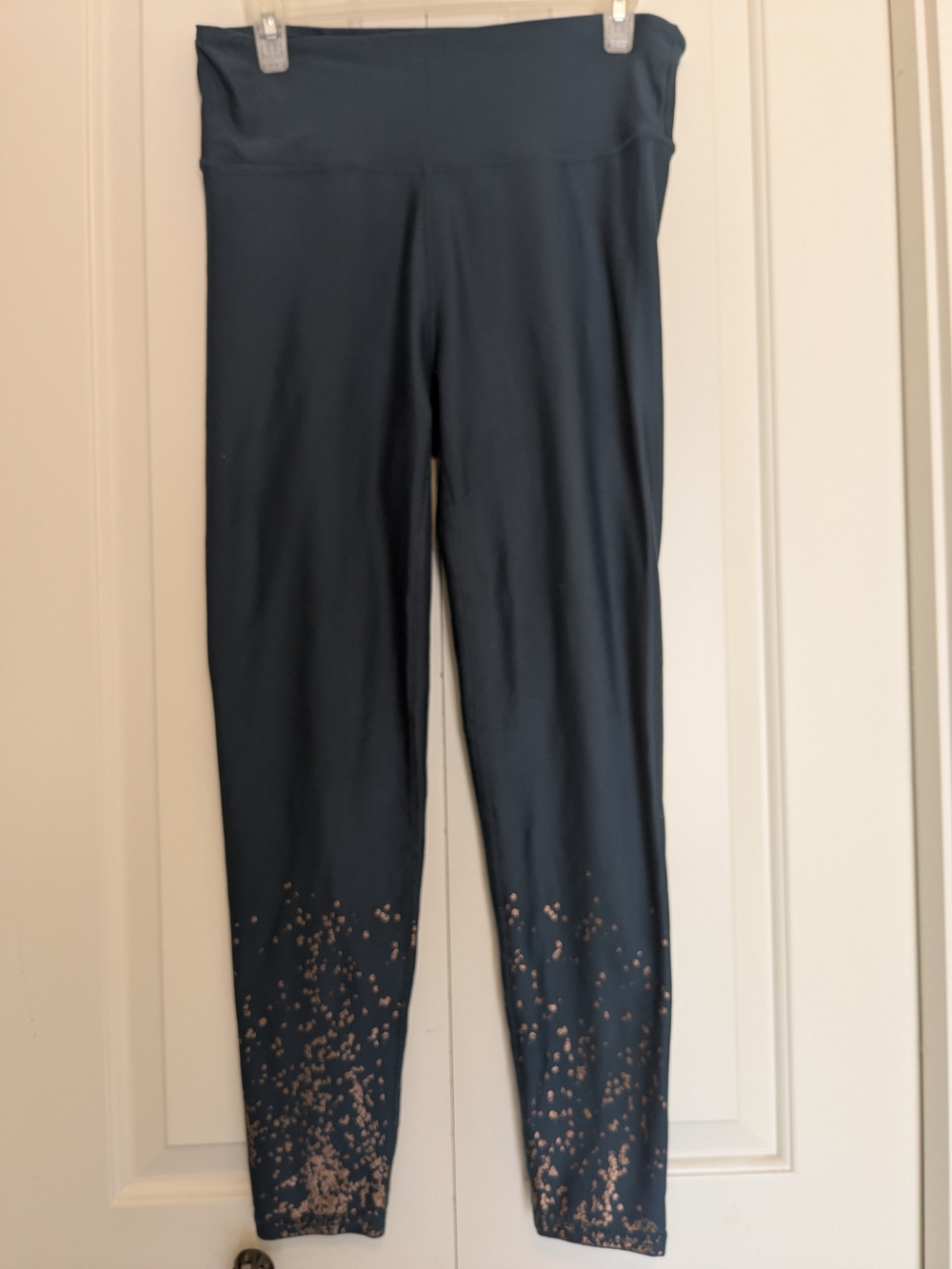Marika Dark Turquoise Leggings with Gold Speckle Accents. Women XL - Picture 10 of 14